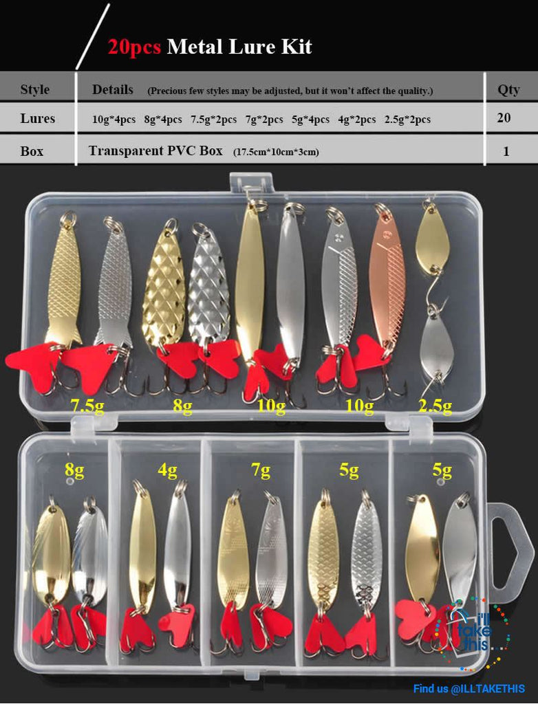 Value Pack Mixed Color Fishing Wobbler/Spoon Lures all Metal hard bait with treble hooks - I'LL TAKE THIS