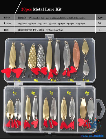 Image of Value Pack Mixed Color Fishing Wobbler/Spoon Lures all Metal hard bait with treble hooks - I'LL TAKE THIS