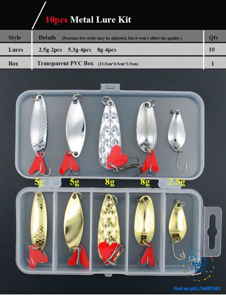 Value Pack Mixed Color Fishing Wobbler/Spoon Lures all Metal hard bait with treble hooks - I'LL TAKE THIS