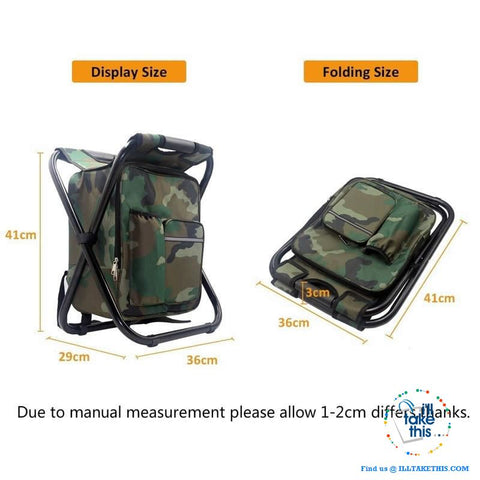 Image of Folding Chair Stool Backpack with Insulated Cooler IDEAL for your next Fishing or Camping trip - I'LL TAKE THIS