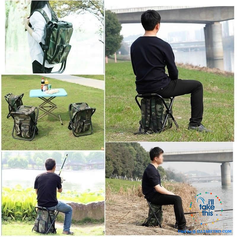 Folding Chair Stool Backpack with Insulated Cooler IDEAL for your next Fishing or Camping trip - I'LL TAKE THIS