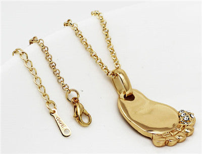 Image of Cute baby foot ideal birth birthday gift Gold or Silver Plated Pendant with FREE Necklace - I'LL TAKE THIS