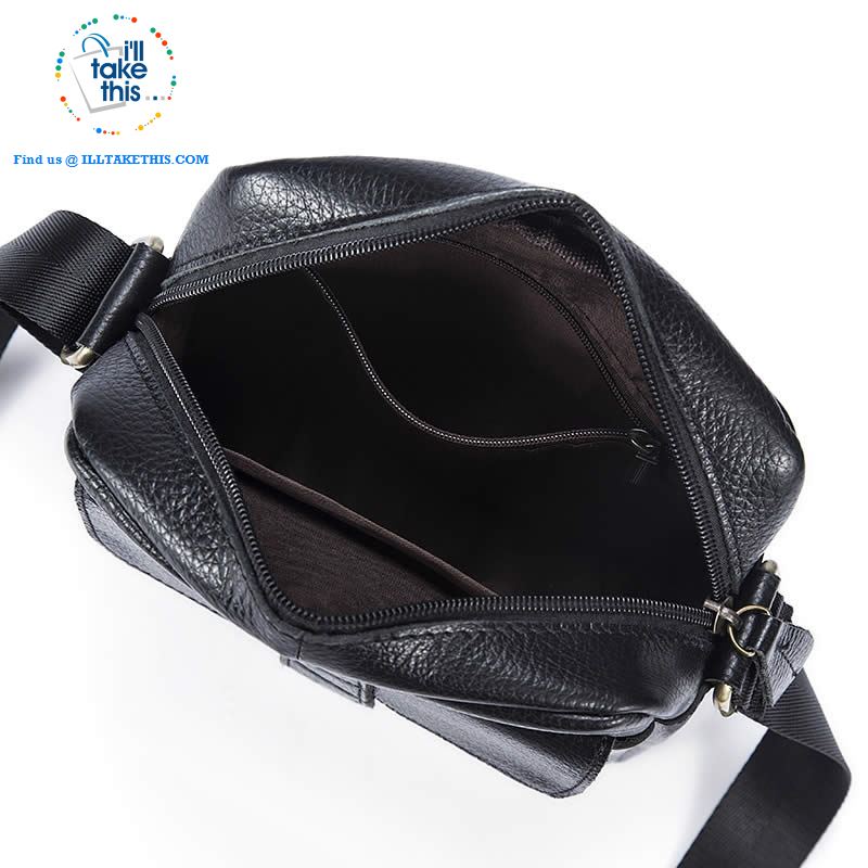 Sleek clean full leather Man bag has enough room to pack your Tablet, Ideal men's crossbody bag - I'LL TAKE THIS