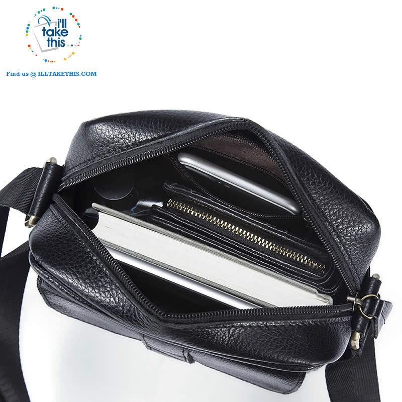 Sleek clean full leather Man bag has enough room to pack your Tablet, Ideal men's crossbody bag - I'LL TAKE THIS
