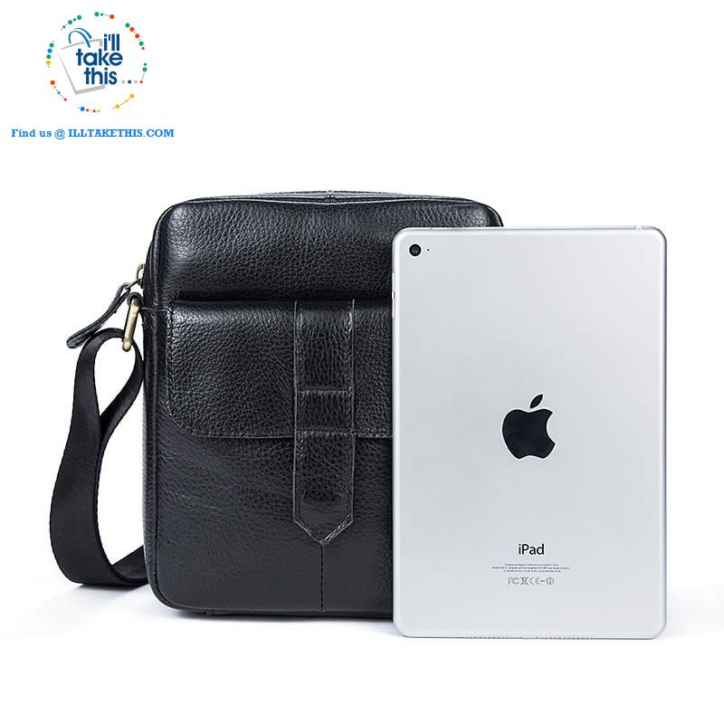 Sleek clean full leather Man bag has enough room to pack your Tablet, Ideal men's crossbody bag - I'LL TAKE THIS