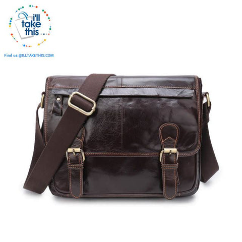 Image of Business Style Vintage Shoulder bag with a tonne of room to go - Genuine Leather in Black or Brown - I'LL TAKE THIS
