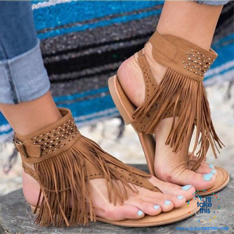 Gorgeous Tassel Bohemian Sandals with Ankle Strap - 3 Colors - I'LL TAKE THIS