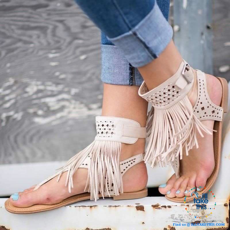 Gorgeous Tassel Bohemian Sandals with Ankle Strap - 3 Colors - I'LL TAKE THIS