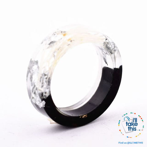 Image of Handmade Floral, Wooden Resin Rings, featuring internal micro plants, beeswax polish finish - I'LL TAKE THIS