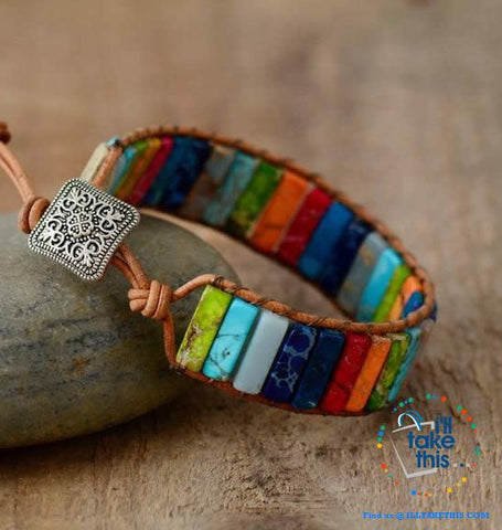 Image of Handmade Multi Color Natural Stone strand Bracelets, Evoke your inner Chakra - I'LL TAKE THIS
