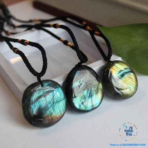 Image of 🧘 Handmade Natural labradorite Moonstone Stone Pendants Necklaces - I'LL TAKE THIS