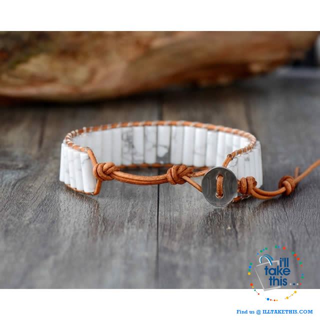 Handmade Natural Stone Single Leather weaved wrap bracelets - I'LL TAKE THIS