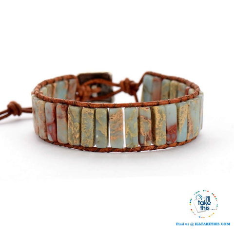 Image of Bohemian Handmade Multi Color Natural Stone Bracelets, Turquoise or Tan Colors - I'LL TAKE THIS
