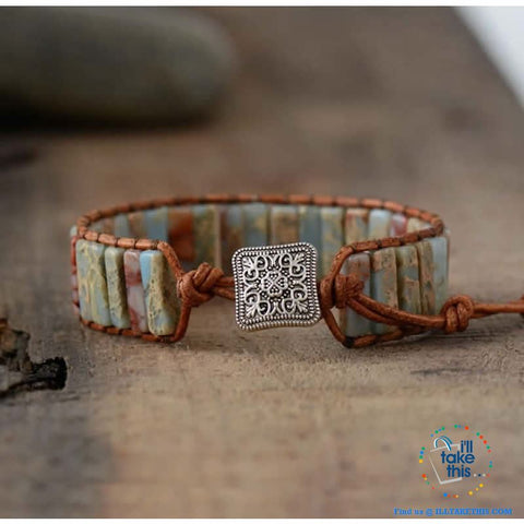 Image of Bohemian Handmade Multi Color Natural Stone Bracelets, Turquoise or Tan Colors - I'LL TAKE THIS