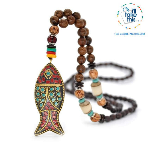 Image of Handmade Buddhist Mala Wood Beads Pendant & Necklace - 11 Statement  Necklaces to choose from - I'LL TAKE THIS