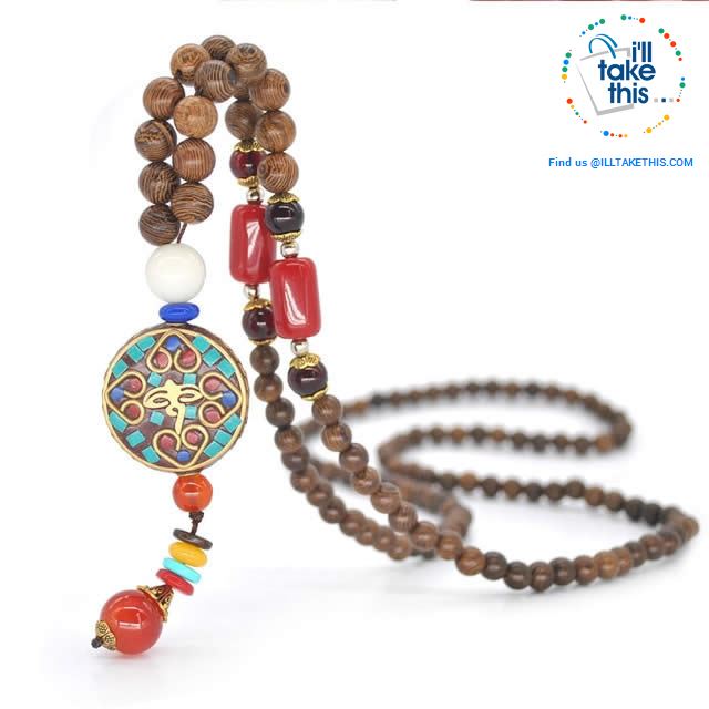 Handmade Buddhist Mala Wood Beads Pendant & Necklace - 11 Statement  Necklaces to choose from - I'LL TAKE THIS
