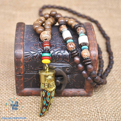 Image of Handmade Buddhist Mala Wood Beads Pendant & Necklace - 11 Statement  Necklaces to choose from - I'LL TAKE THIS