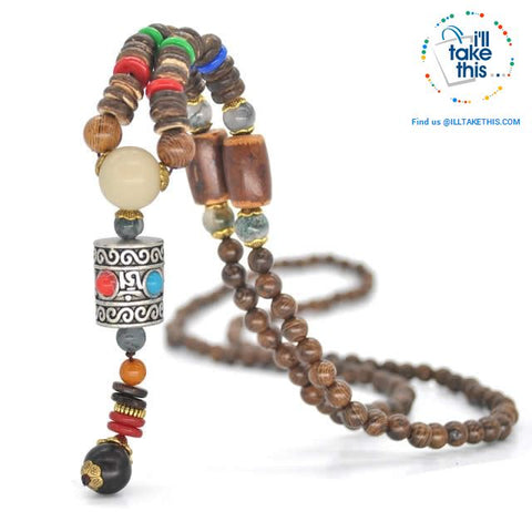 Image of Handmade Buddhist Mala Wood Beads Pendant & Necklace - 11 Statement  Necklaces to choose from - I'LL TAKE THIS