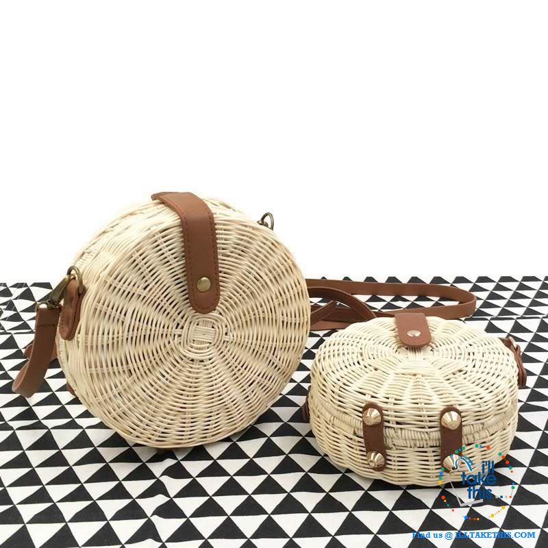 Handwoven Round Rattan Straw Beach Bags ideal Shoulder or Crossbody Bags - Small or Medium Sizing - I'LL TAKE THIS