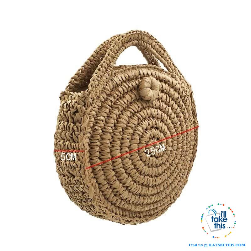 Handwoven Round Rattan Straw handbag, ideal Crossbody bag coupled with handles - 2 Colors options - I'LL TAKE THIS