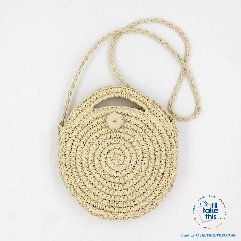 Handwoven Round Rattan Straw handbag, ideal Crossbody bag coupled with handles - 2 Colors options - I'LL TAKE THIS