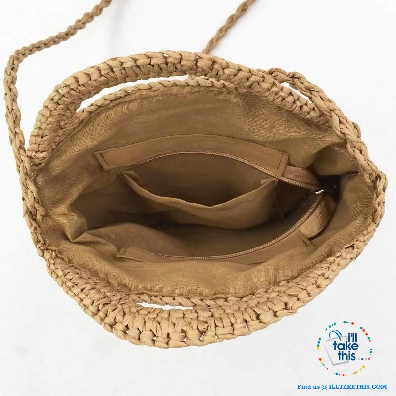 Handwoven Round Rattan Straw handbag, ideal Crossbody bag coupled with handles - 2 Colors options - I'LL TAKE THIS
