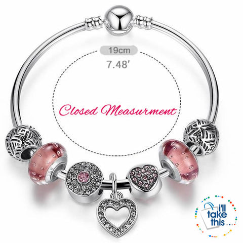 Image of Silver Plated Pink or Blue Heart Charm Bracelets, ideal Beaded Bangle/Jewelry Gift for all occasions - I'LL TAKE THIS