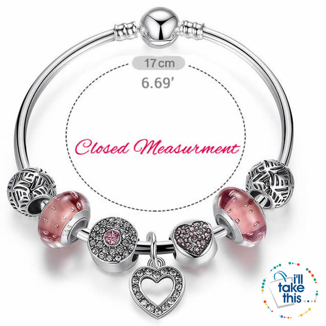 Silver Plated Pink or Blue Heart Charm Bracelets, ideal Beaded Bangle/Jewelry Gift for all occasions - I'LL TAKE THIS