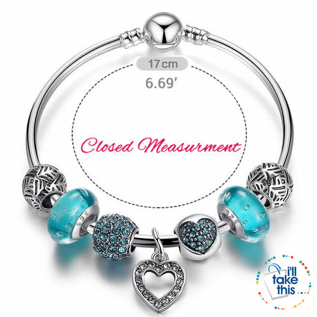 Silver Plated Pink or Blue Heart Charm Bracelets, ideal Beaded Bangle/Jewelry Gift for all occasions - I'LL TAKE THIS