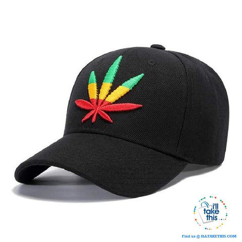 Image of Hemp Leaf Emblem Baseball Cap Unisex Sports leisure hats - Adjustable strap, one size fits all - I'LL TAKE THIS