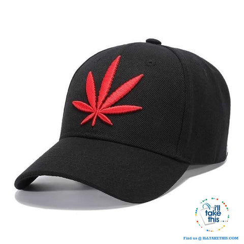 Image of Hemp Leaf Emblem Baseball Cap Unisex Sports leisure hats - Adjustable strap, one size fits all - I'LL TAKE THIS