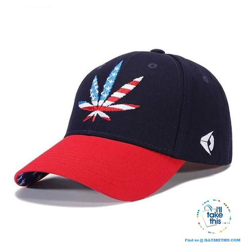 Image of Hemp Leaf Emblem Baseball Cap Unisex Sports leisure hats - Adjustable strap, one size fits all - I'LL TAKE THIS