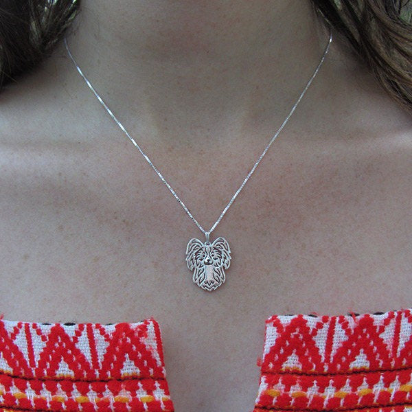 Papillon Dog Pendant in Gold, Silver or Rose Gold with FREE Link chain - I'LL TAKE THIS