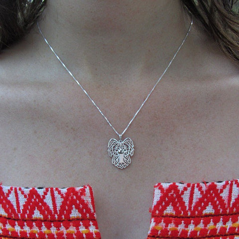 Image of Papillon Dog Pendant in Gold, Silver or Rose Gold with FREE Link chain - I'LL TAKE THIS