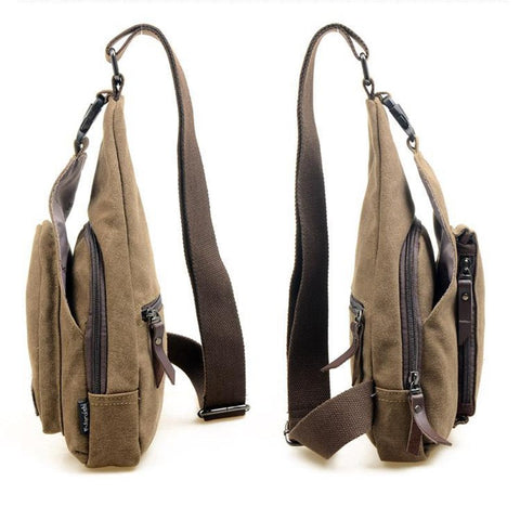 Image of Cross-body Man bag with Rugged style, that's sleek & clean looking 2 Distinct zippered Sections