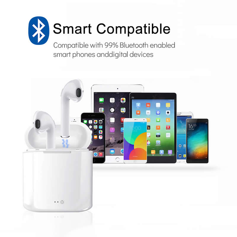 Wireless Earbuds with Touch Key and Mic, Suits iPhone, Android or any Bluetooth Smartphones