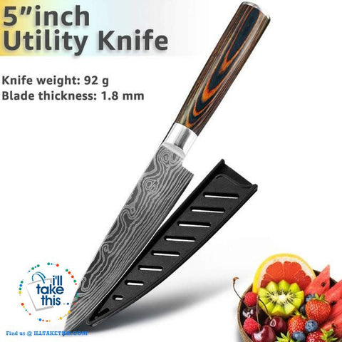 Image of Japanese Style High Carbon Stainless Steel Lasered design Chef Kitchen Knives - I'LL TAKE THIS