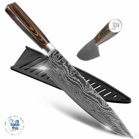 Image of Japanese Style High Carbon Stainless Steel Lasered design Chef Kitchen Knives - I'LL TAKE THIS