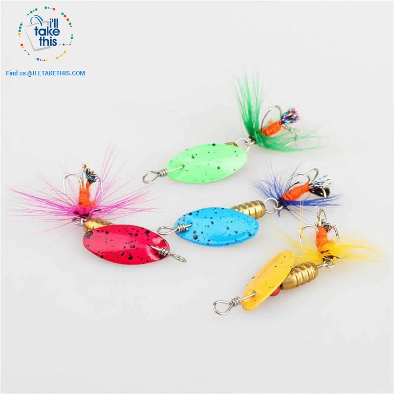 JerkBaitPro™ SONIC Spinner 4 pack - Brass Body in a Classic Super bright colorful Blade Spinning bait - I'LL TAKE THIS