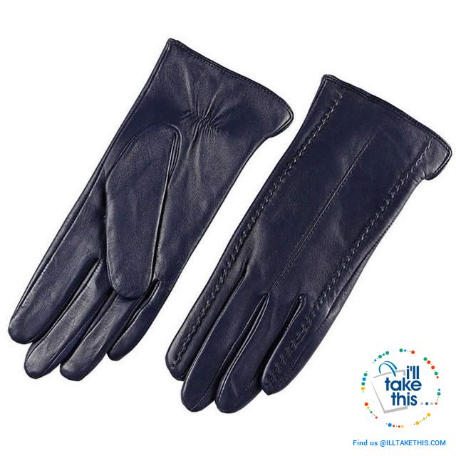 Full-finger Women's Gloves handcrafted in Super-soft Lambskin, lined in Vegan fur - 7 Colors - I'LL TAKE THIS