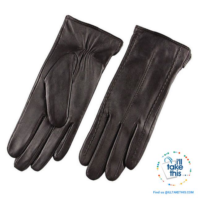 Full-finger Women's Gloves handcrafted in Super-soft Lambskin, lined in Vegan fur - 7 Colors - I'LL TAKE THIS
