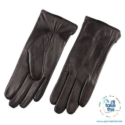 Image of Full-finger Women's Gloves handcrafted in Super-soft Lambskin, lined in Vegan fur - 7 Colors - I'LL TAKE THIS