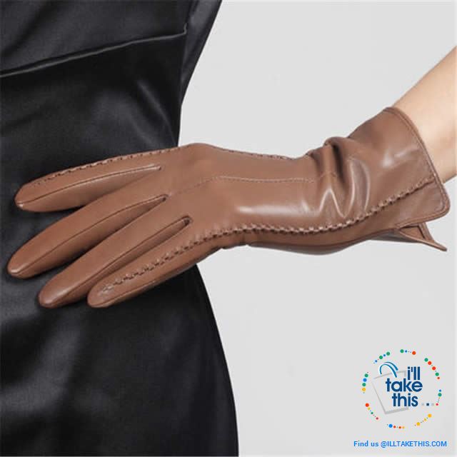 Full-finger Women's Gloves handcrafted in Super-soft Lambskin, lined in Vegan fur - 7 Colors - I'LL TAKE THIS
