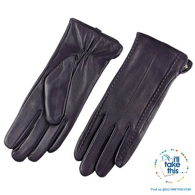 Full-finger Women's Gloves handcrafted in Super-soft Lambskin, lined in Vegan fur - 7 Colors - I'LL TAKE THIS