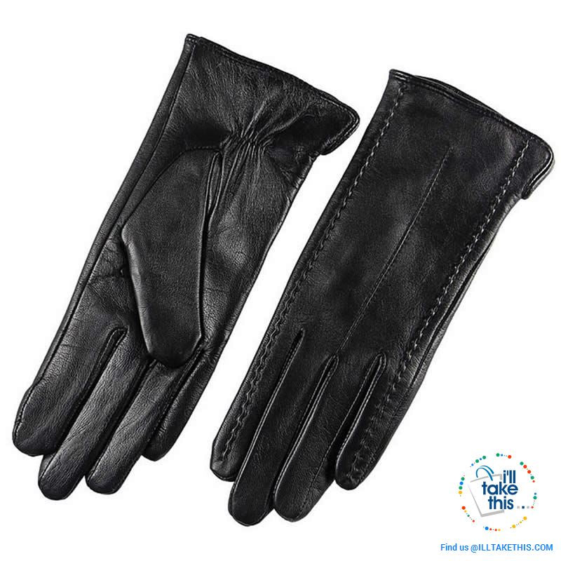 Full-finger Women's Gloves handcrafted in Super-soft Lambskin, lined in Vegan fur - 7 Colors - I'LL TAKE THIS