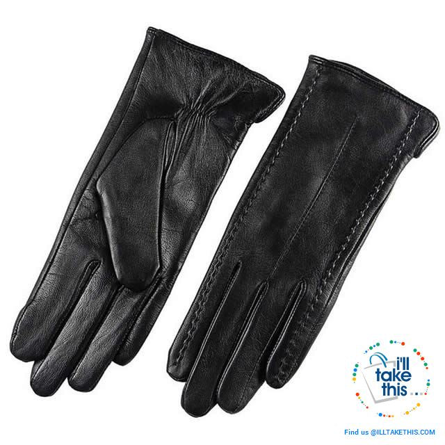 Full-finger Women's Gloves handcrafted in Super-soft Lambskin, lined in Vegan fur - 7 Colors - I'LL TAKE THIS