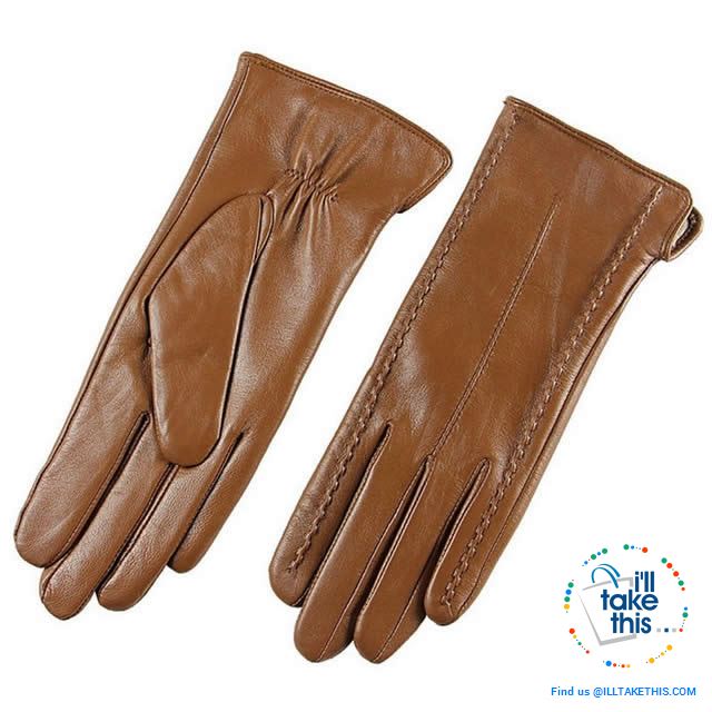 Full-finger Women's Gloves handcrafted in Super-soft Lambskin, lined in Vegan fur - 7 Colors - I'LL TAKE THIS
