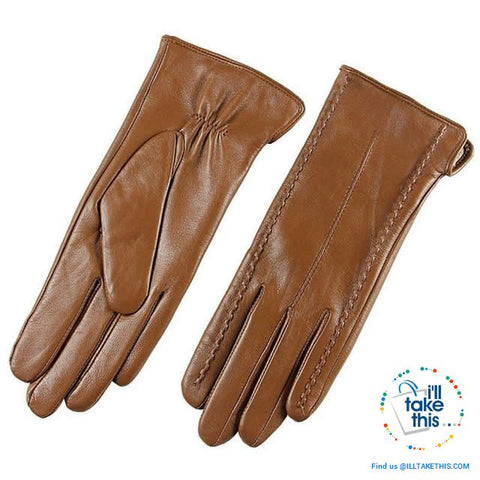 Image of Full-finger Women's Gloves handcrafted in Super-soft Lambskin, lined in Vegan fur - 7 Colors - I'LL TAKE THIS