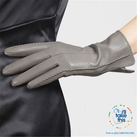 Image of Full-finger Women's Gloves handcrafted in Super-soft Lambskin, lined in Vegan fur - 7 Colors - I'LL TAKE THIS