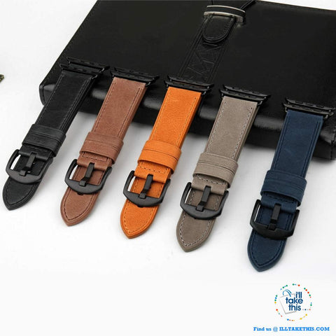 Image of Apple iWatch Leather Wristbands Suit Series 4/3/2/1 - 44, 42, 40, 38mm Watch Band - 5 Colors - I'LL TAKE THIS